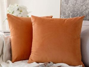 روکش دیزاین کوسن مخمل رنگ نارنجی کد 220 مجموعه 1عددی