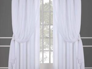 پرده 2لایه دیزاین (کتان و حریر) رنگ سفید کد 01 مجموعه 1عددی